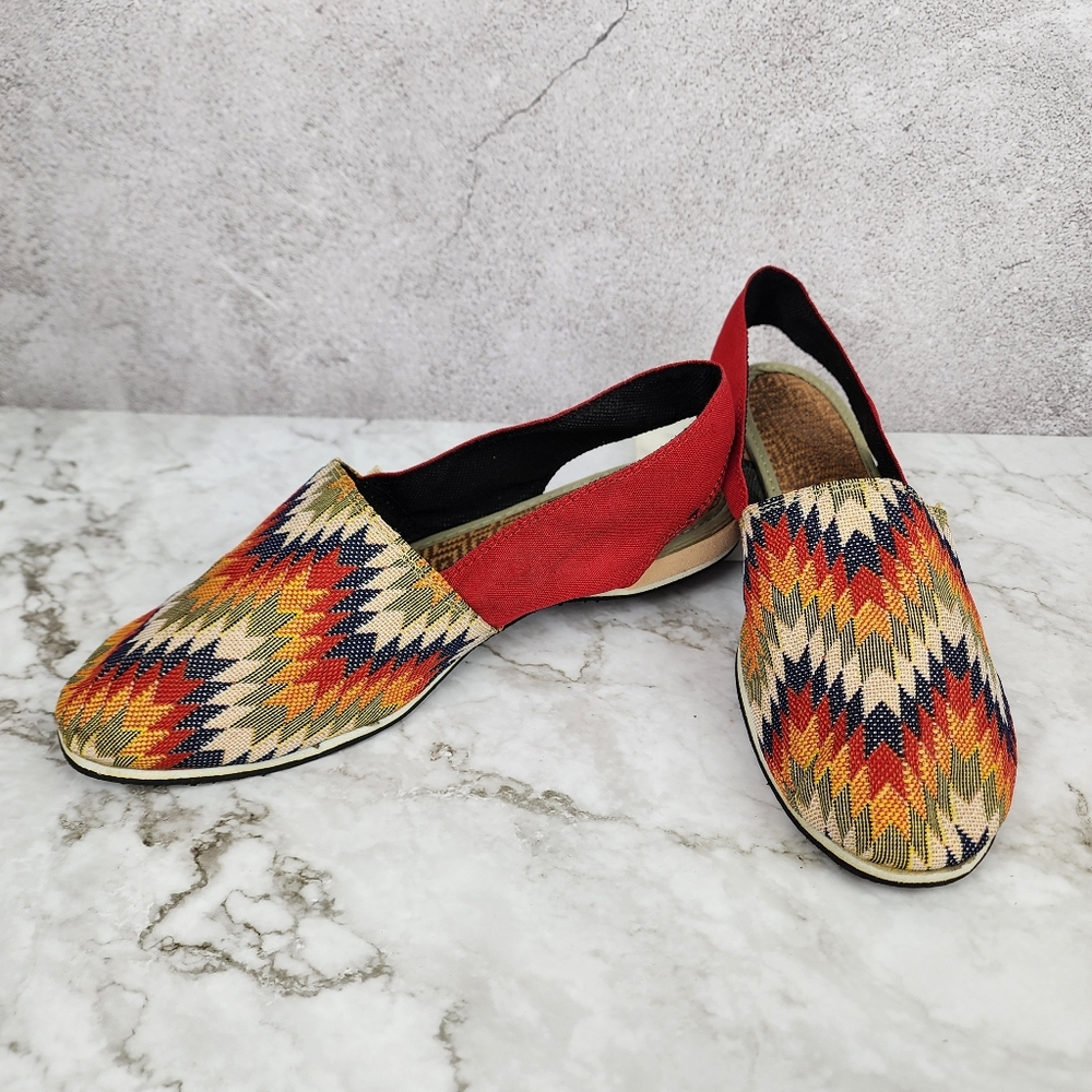 Red Multi Zigzag Slip-On Flats